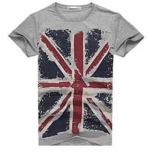 Union Jack Graphic T-Shirt Men's Large Gray